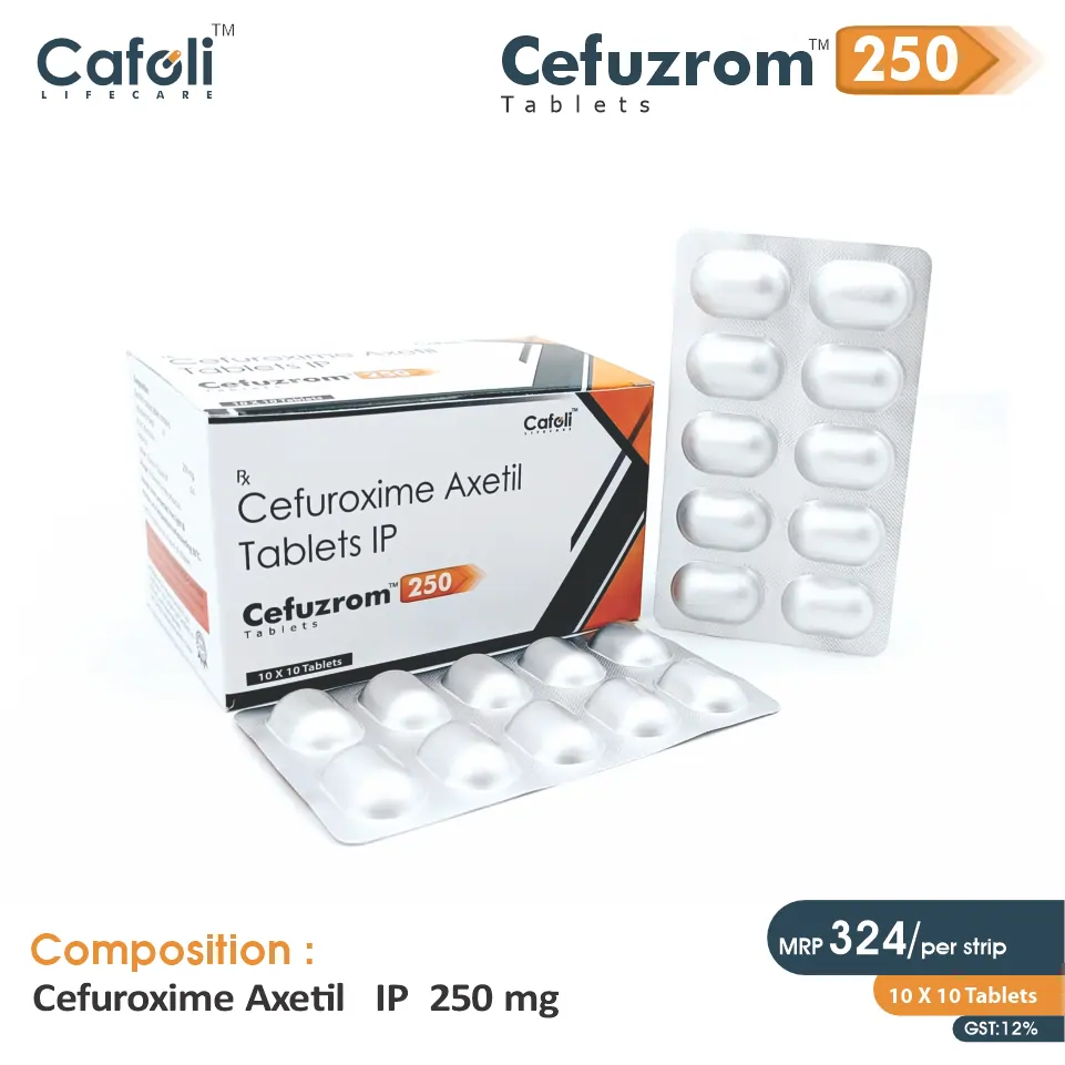 Cefuroxime 250mg Tablet at Best Price in PCD Pharma Franchise for Antibiotics & Bacterial Infections.